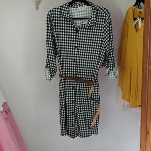 Just Found Belted Plaid Dress